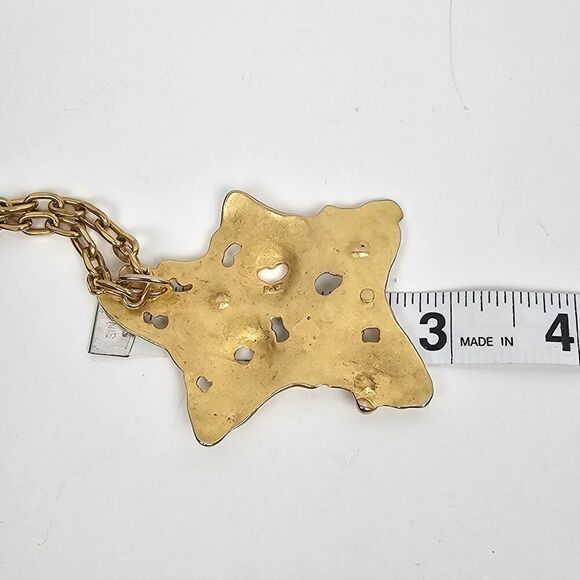 FO Fernando Originals Cream Enamel Star Pendant Necklace Abstract Haute Couture - Picture 9 of 15